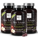 NUEVAS NORDIC Hair Volume Gummies, 2500 mcg Biotin, Daily Hair Vitamins Suplemento para apoyar la piel del cabello &amp; uñas, Vegan, 60 Cuenta (Pack of 3)