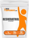 BulkSupplements.com Polvo de Resveratrol - Suplemento de Resveratrol, de Polygonum Cuspidatum - Antioxidante, Gluten Free, 1g por Serving, 50g (1.8 oz) (Pack of 1)