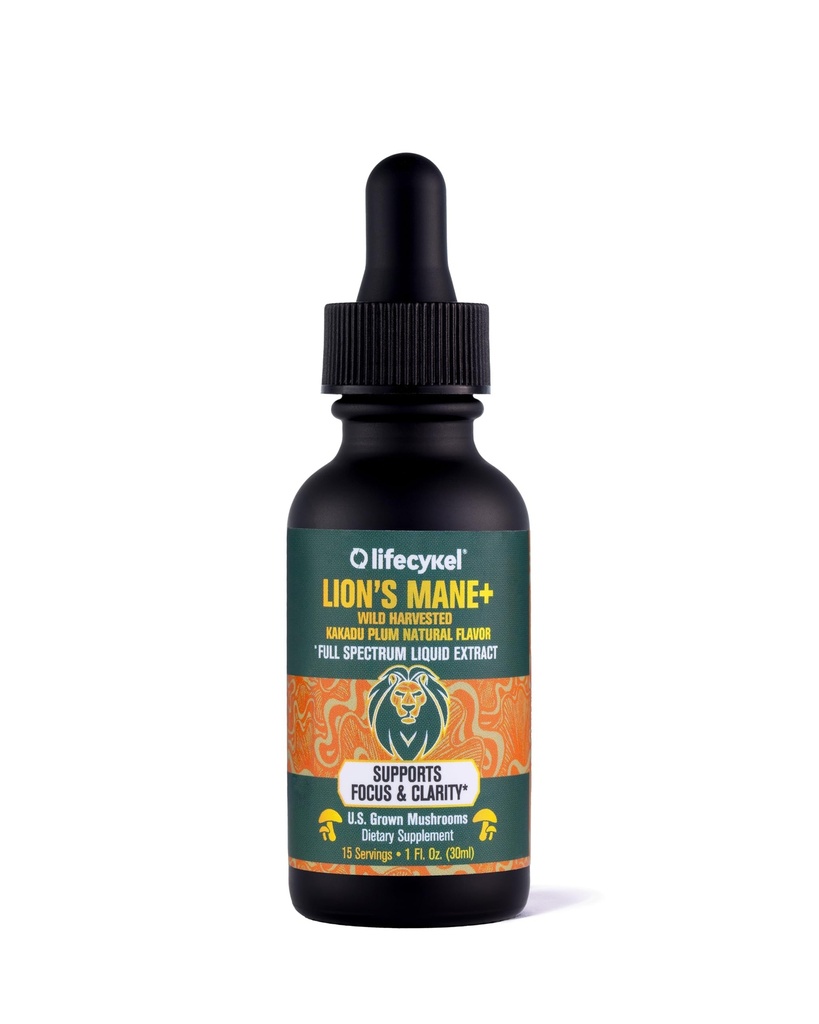 Ciclo de vida - León Mane Mushroom Extracto con Kakadu Plum - Cerebro Booster Nootropic for Memory, Focus &amp; REM Sleep - Non-GMO, Organic Mushroom Tincture - 1 Fl Oz (15 Servings)