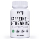 WHYZ Caffeine Pills with L-Theanine, 120 Capsules, Nootropic Stack Energy Pills, Energy Vitamins for Sustained Energy Focus " Cognitive Function, L Theanine Caffeine Energy Supplements for Women &amp; Men