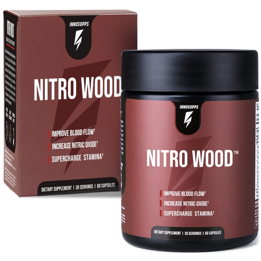 InnoSupps Nitro Wood - Supports Healthy Blood Flow ← Nitric Oxide Suplemento Silencio Natural Immune Support Silencio (60 Vegetarian Capsules)