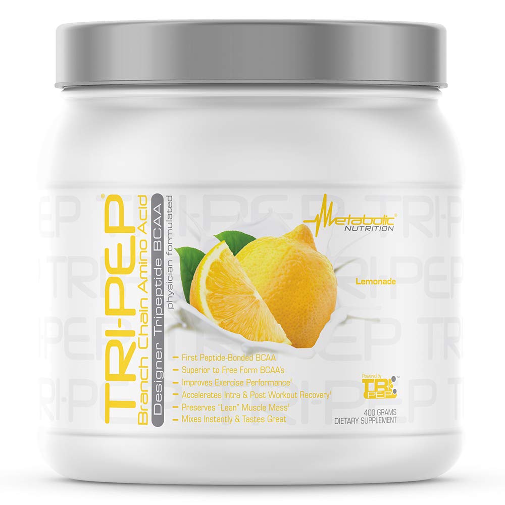 Nutrición metabólica - TRIPEP - Tri-Peptide Branch Chain Amino Acid, BCAA Powder, Pre Intra Post Workout Suplemento, Lemonade, 400 Grams (40 Servimientos)