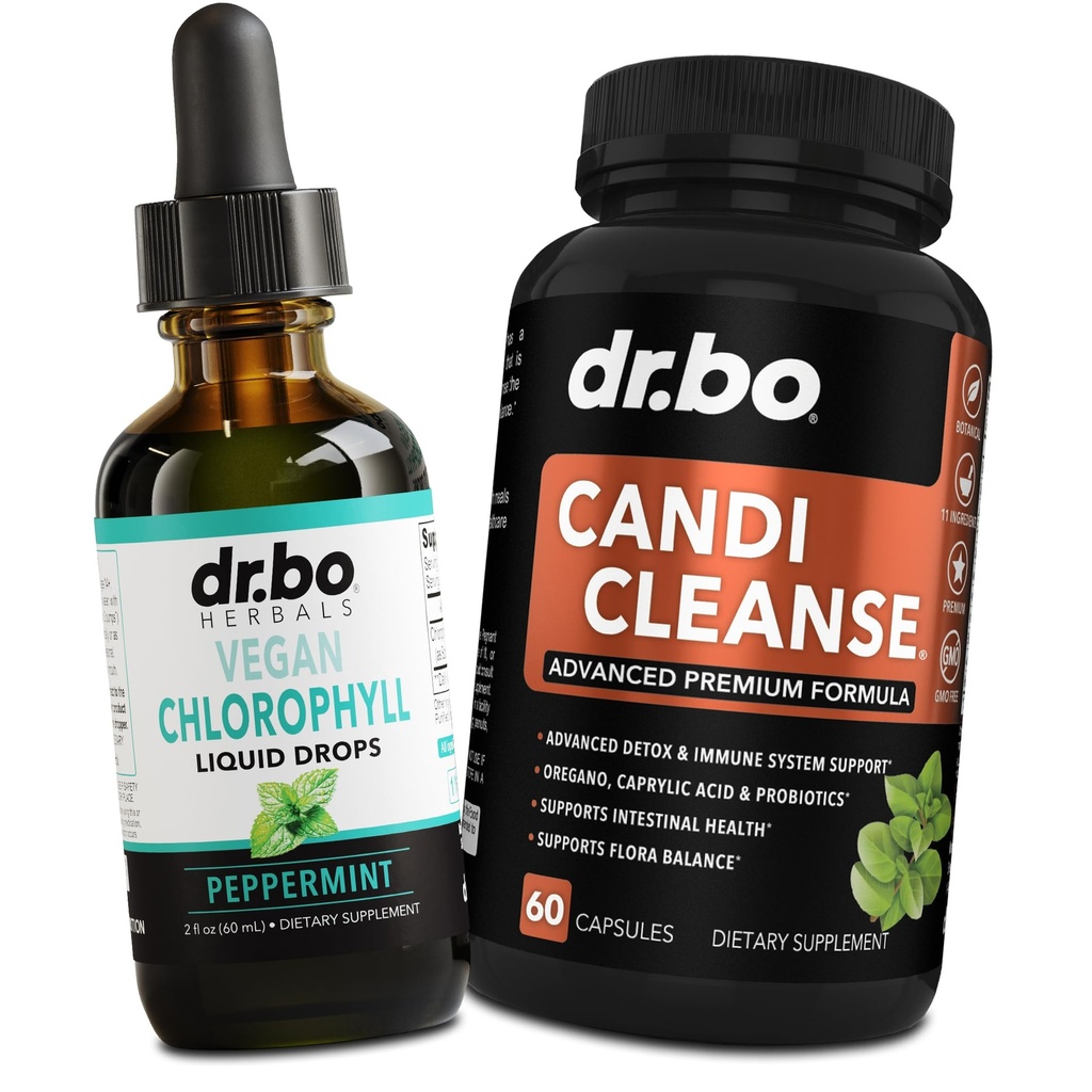 Chlorophyll Liquid Drops Body Detox " Candi Cleanse - Vegan Liquid Chlorophyll Drops Odor Cleanse Supplement Internal Deodorant - Extra Strength Probiotic Oral Herbal Oregano " Capsulas de ácido caprílico