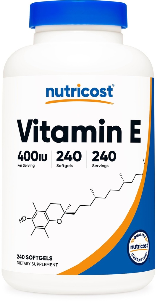 Nutricost Vitamina E 400 UI, 240 cápsulas de Softgel - Gluten Free, Non-GMO