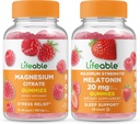 Magnesio salvavidas + Melatonina 20mg, Gummies Bundle - Gran Tasting, Suplemento de vitamina, Gluten Gratis, GMO Gratis, Chewable Gummy