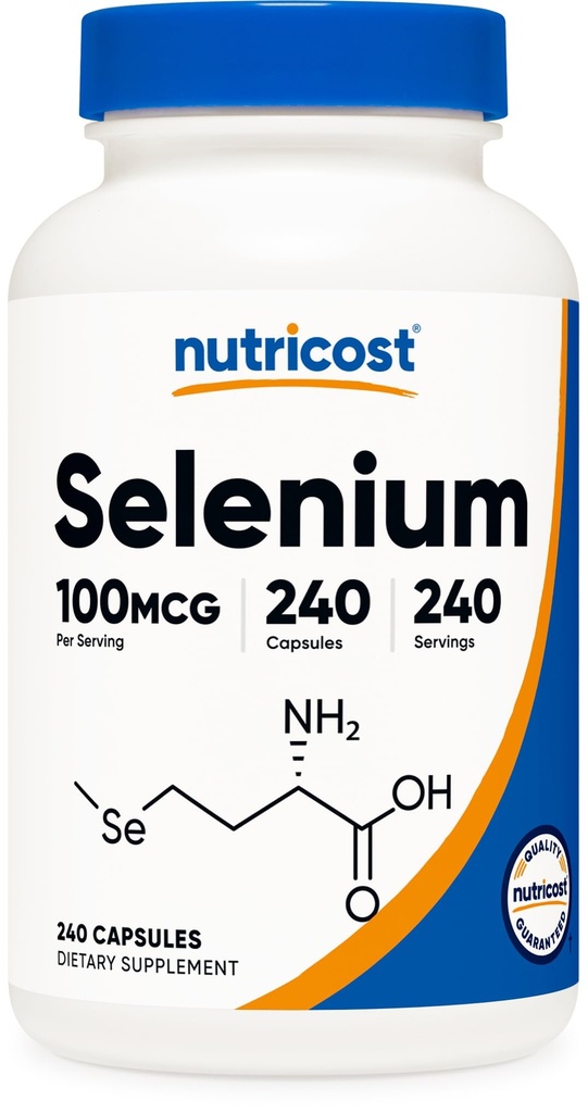 Nutricost Selenium Suplemento 100mcg, 240 cápsulas, vegetariano, libre de gluten