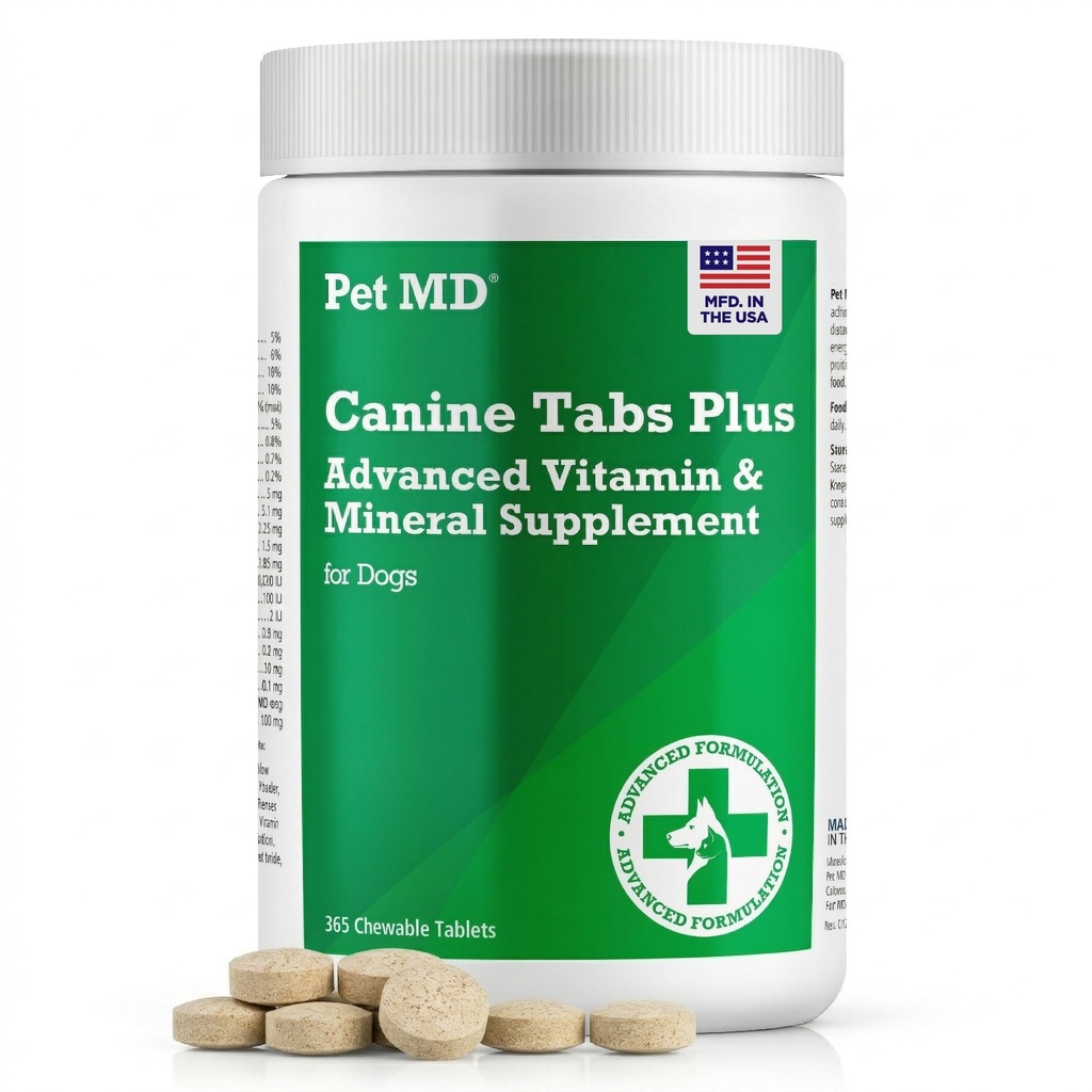 Pet MD - Canine Tabs Plus 365 Conde - Advanced Multivitamins for Dogs - Natural Daily Vitamin and Mineral Nutritional Supplement - Liver Flavored Chewable Tablets