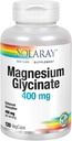 Solaray Magnesium Glycinate 400 mg ← Relajación saludable, bonificación y soporte cardiovascular (120 TC, 30 Actuaciones)