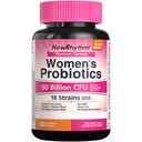 Probióticos de mujeres de NewRhythm, arándano orgánico para la salud vaginal de las mujeres, 50 millones de francos CFU 18 Strains, Probióticos y Prebióticos, Apoyo Salud Digestiva, 60 cápsulas Vegan
