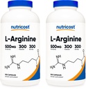 Nutricost L-Arginine 500mg, 300 cápsulas (2 botellas)