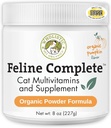 Wholistic Pet Organics Feline Complete Organic Pumpkin - 8 Oz - Multivitamin &amp; Probiotic Powder para gatos - Natural Cat Food &amp; Digestive Support