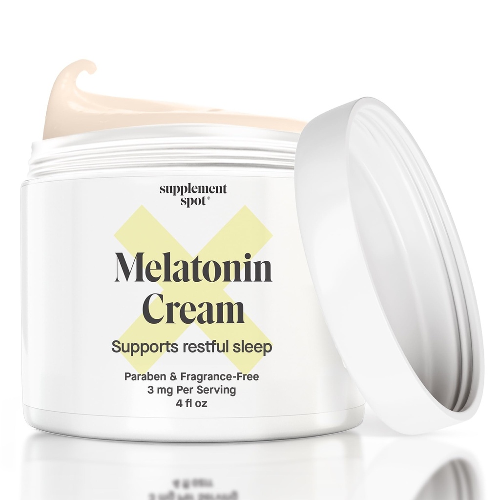 Crema de melatonina para el sueño reparador – Melatonina Suplemento del sueño Reiniciar el reloj biológico del cuerpo – Paraben, libre de fragancia para reducir las arrugas de líneas finas – Crema natural del sueño (4 oz)