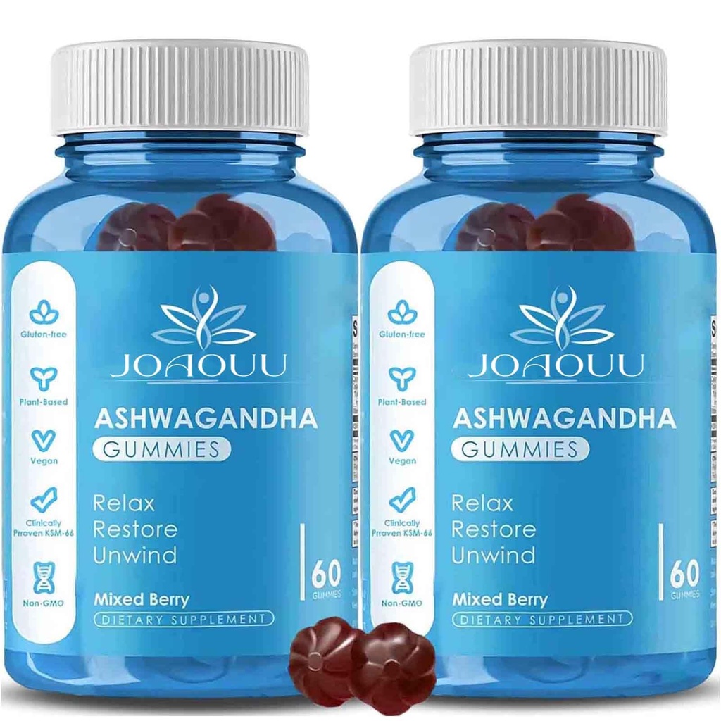 (120 conteo) Ashwagandha Gummies KSM-66 - Berry mixed, Vegan, Plant Based, Non-GMO, Gluten-Free " Gelatin Free Relax, Organic Ashwa Root Extract Supplement for Immune Support