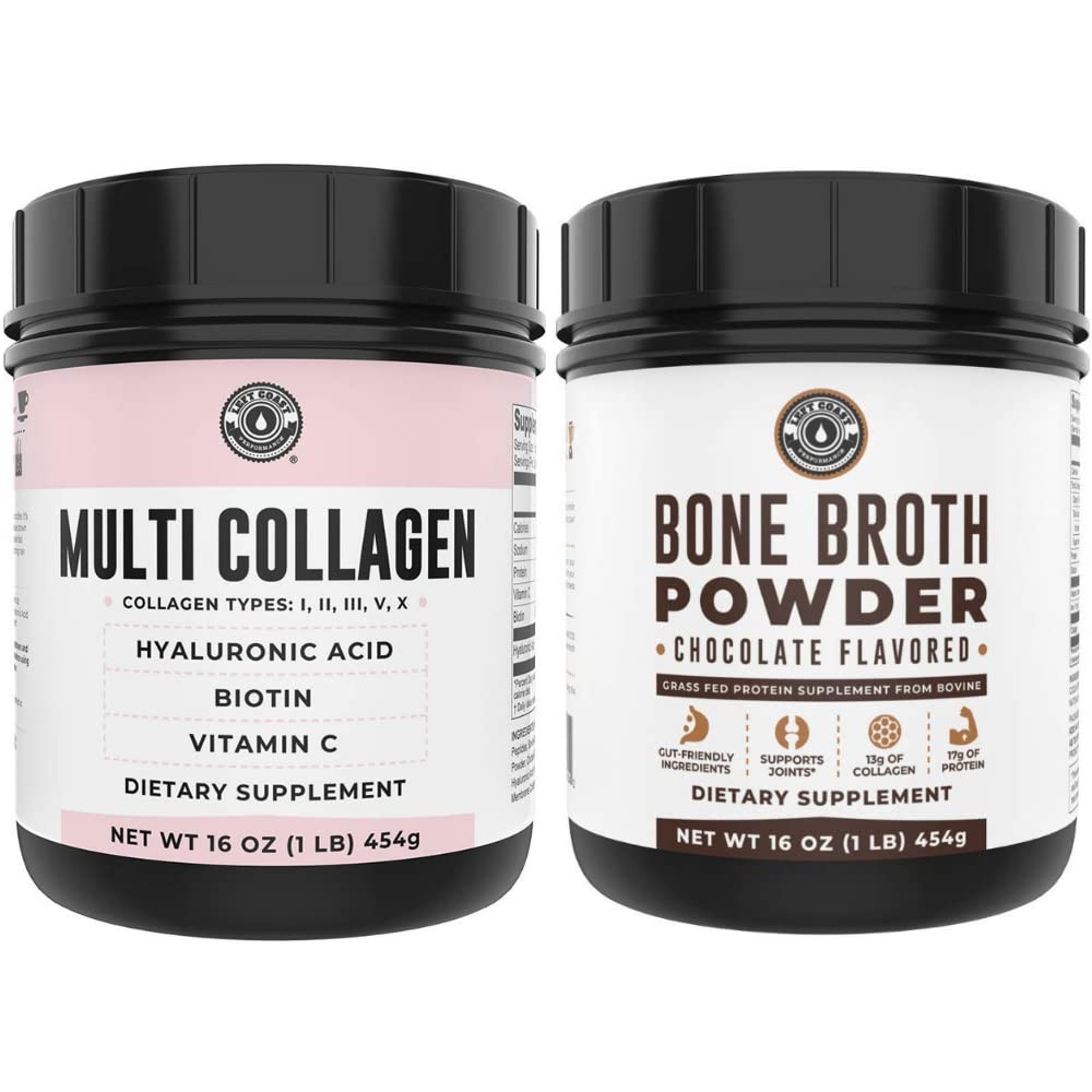 Desempeño de la Costa Izquierda Bono de Chocolate Broth y Multi Collagen Powder para Conjunto, Cabello, Esquí y Nails Soporte
