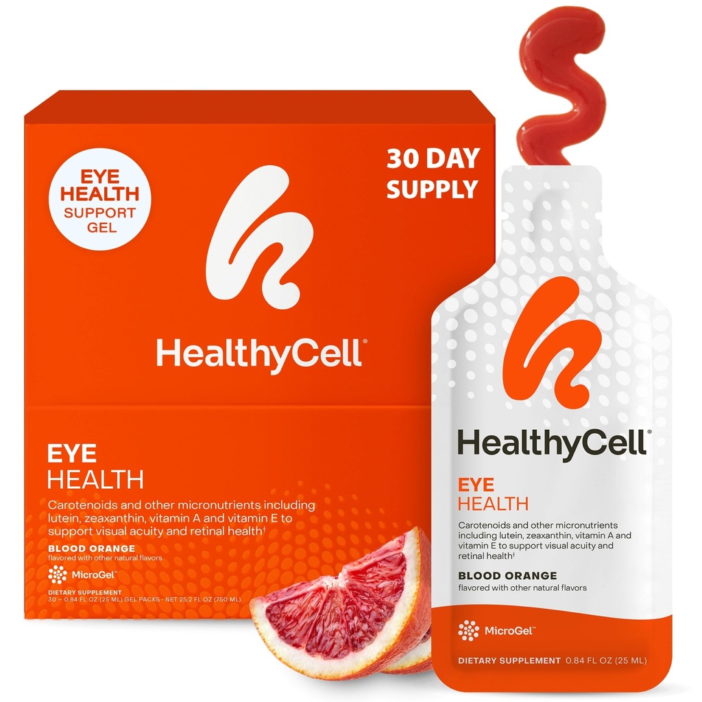 Salud de los ojos saludables Suplemento líquido diario - Vitaminas de los ojos " Minerales con Lutein, Zeaxanthin, Astaxanthin " Caroteno para atención de la vista " Soporte Macular - 30 paquetes de gel