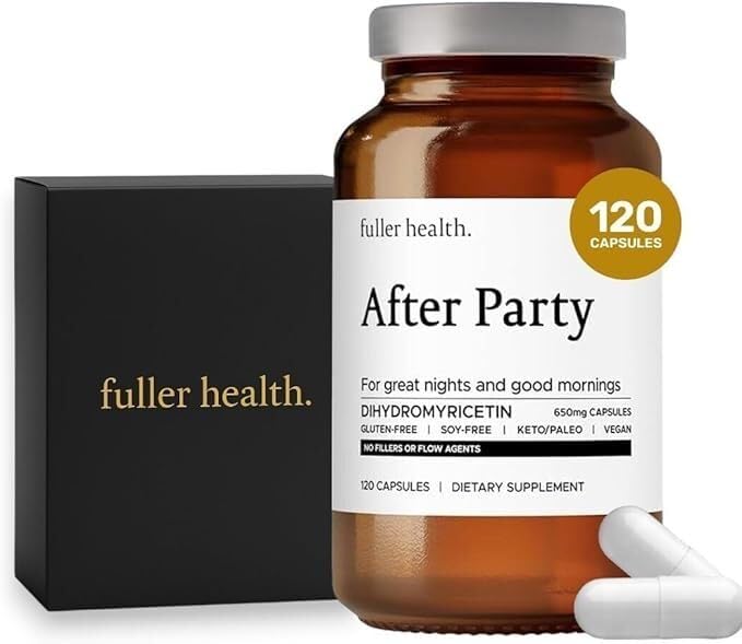 Fuller Health After Party DHM Dihydromyricetin Supplement TEN Supports Liver, Metabolism, Energy Levels, Post-Celebration Relief TEN Feel Refreshed, 650mg Por Pill TEN 1 Bottle, 24 Servings