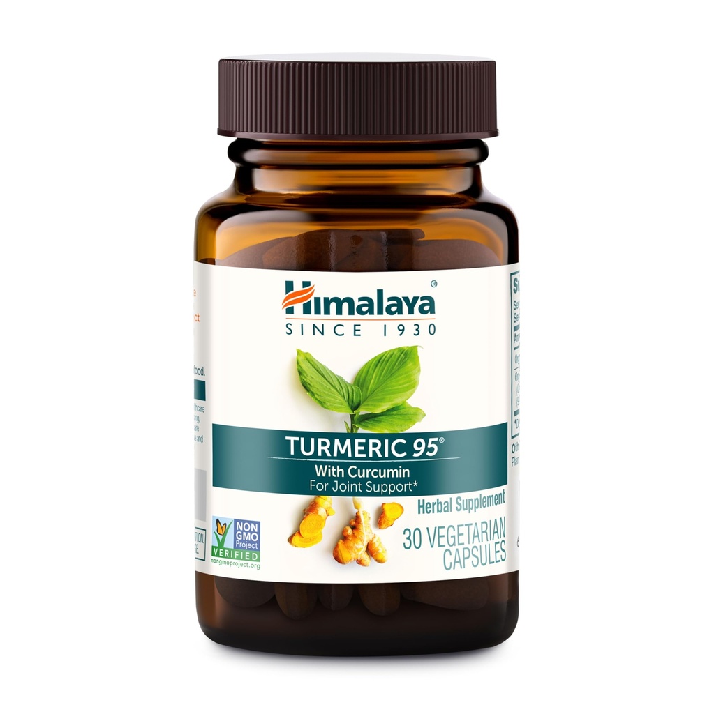 Himalaya Turmeric 95 - Suplemento Herbal con Curcumina Turmérica para Apoyo Conjunto y Movilidad, 95% Curcuminoides - Vegan, No GMO, Gluten Gratis, 600 mg, 30 cápsulas