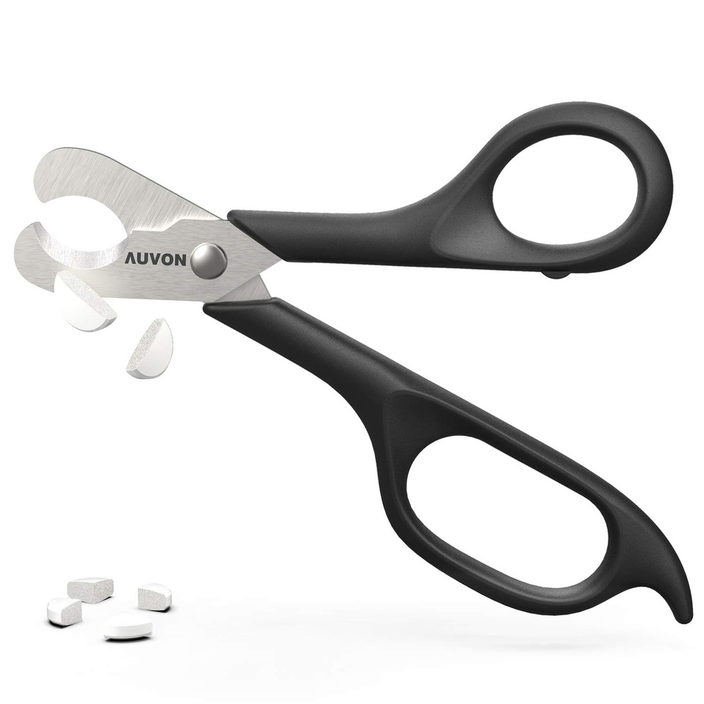 AUVON Scissors-Shaped Pill Cutter, Sharp Blade Pill Splitter para Dividir fácilmente La mayoría de las vitaminas, tabletas y medicamentos de 5-15mm en la mitad