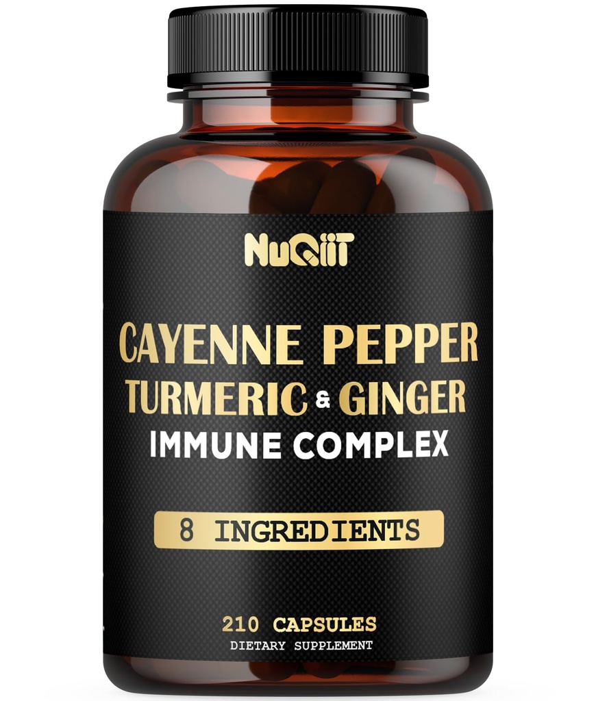 210 Pills - Cayenne Pepper Capsules Orgánico con Turmeric, Ginger, Immune Support Complex as Elderberry, Echinacea, Ajo de ajo - Digestión, Salud del corazón &amp; Gestión del cuerpo
