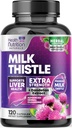 Leche Thistle Suplemento - Advanced Liver Cleanse Detox &amp; Repair with Dandelion Root Extract - Natural Milk Thistle Silymarin Marianum Extract Liver Health Support, Non-GMO, Bottled USA - 120 Capsules