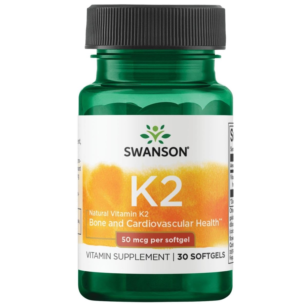 Swanson Natural Vitamina K2 (Menaquinone-7 de Natto) 50 mcg 30 Sgels (1 Pack)