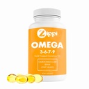 Zippi Omega 3-6-7-9 Camelina Softgels - Planta base Omega 3-6-7-9 Fatty Acid Suplemento. Ayuda a apoyar la función cerebral, hepática, cardiovascular, inmunológica y conjunta