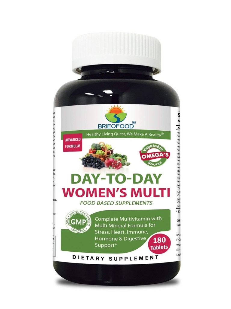 Briofood, Day-to-Day Food Based Women's Multi (180 Tablets) con Omegas de origen vegetal