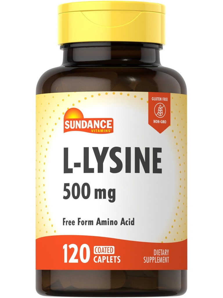 Sundance L-Lysine 500mg tención 120 Caplets ← Forma libre Amino Acid Silencio Vegetariano, No-GMO y Gluten Suplemento gratuito