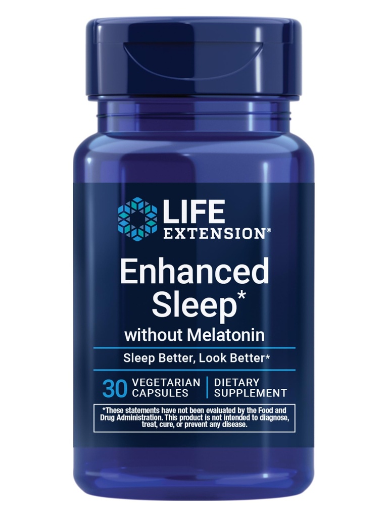 Ampliación de vida Mejor sueño sin melatonina, ashwagandha, amla, péptidos de leche de Casein, suplemento libre de melatonina para el apoyo al estrés del sueño, libre de gluten, no GMO, vegetariano, 30 cápsulas