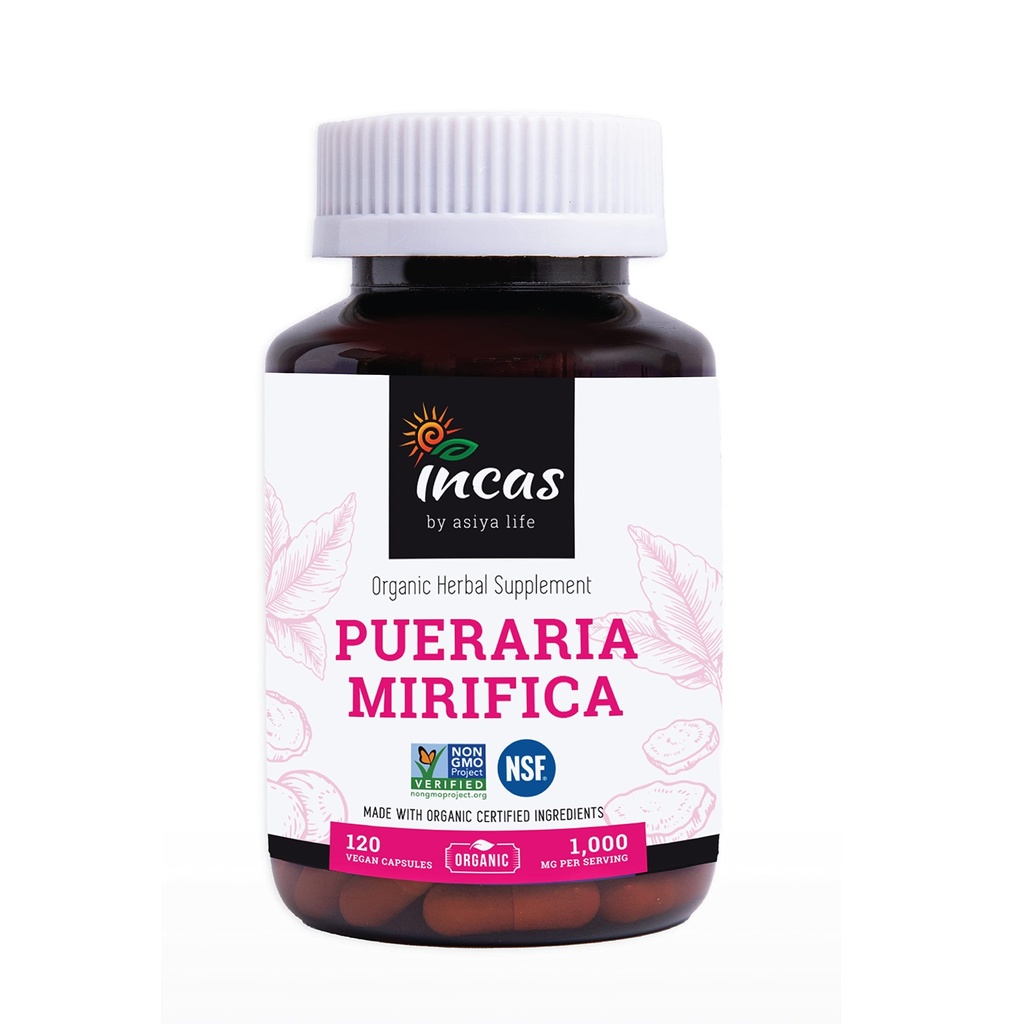 INCAS Orgánica Pueraria Mirifica 500mg Extracto Powder Vegan cápsulas de Tailandia Non GMO Verified promueve la salud de las mujeres, hierba natural orgánica