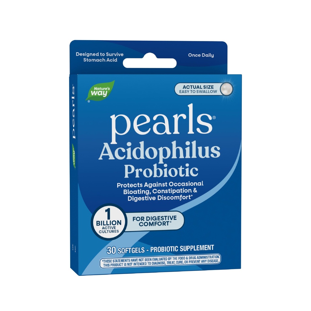 Manera de la Naturaleza Acidophilus Perlas Probióticas, apoya el equilibrio digestivo " Salud Gut, reduce el estreñimiento ocasional y el rubor*, 1 mil millones de culturas, 30 Softgels