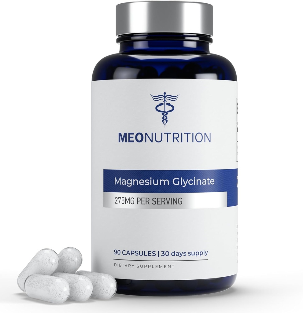 Magnesium Glycinate 275mg per Serving ← 90 Vegan Capsules ← No Gluten-Free, Gentle on Digestion ← Apoyos Sleep, Heart & Bone Health ← Made in USA