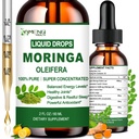 Pure Moringa Oleifera Liquid Drops, Orgánica Moringa Leaf Extract w. Turmeric, Black Pepper, Moringa Supplement for Energy Metabolism Immune Skin Joint & Gut, 6X Stronger Than Moringa Capsules Powder