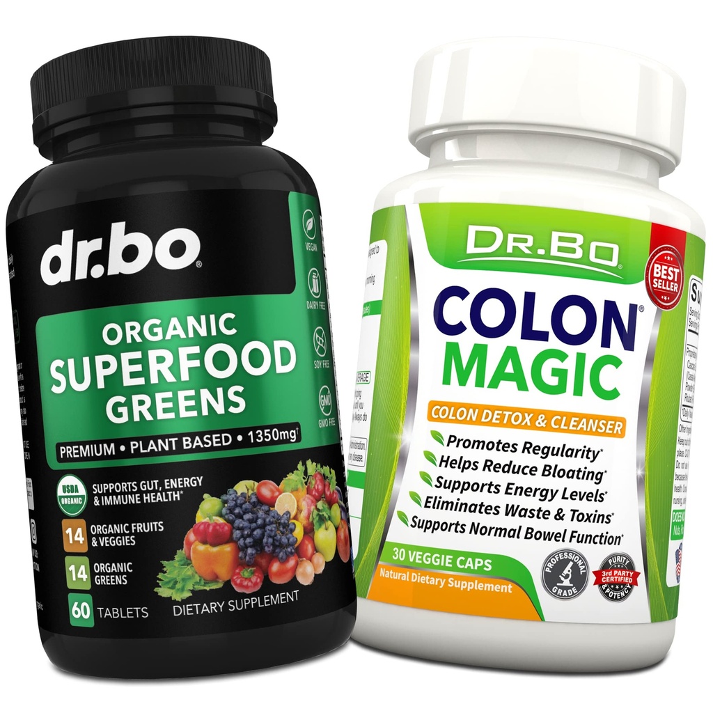 Ecológico Superfood Greens &amp; Fruit Supplements - Colon Cleanse Detox Formula for Intestinal Bloating - Green Veggie Powder Blend Vegetable Foods &amp; Constipation Relief Supplement Gut, Belly, Stomach