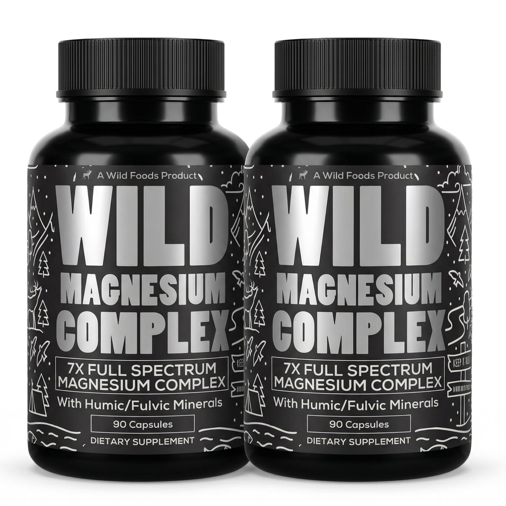 Alimentos silvestres Suplemento Complejo de Magnesio con 7X Formas ← Alta Absorción, Espectrum completo, Digestión fácil TEN 500mg Glycinate, Bisglycinate, Malate, Orotate, Citrate, Taurate ANTE 90 Cápsula (Pack of 2)