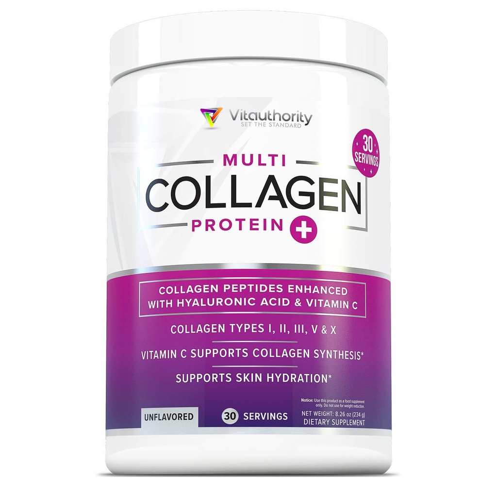 Multi Collagen Peptides Powder for Women - Hidrolyzed Unflavored Collagen Powder for Women with Types I II III V & X plus Vitamin C & Hyaluronic Acid for Beautiful Hair Skin and Nails - 30 Servings