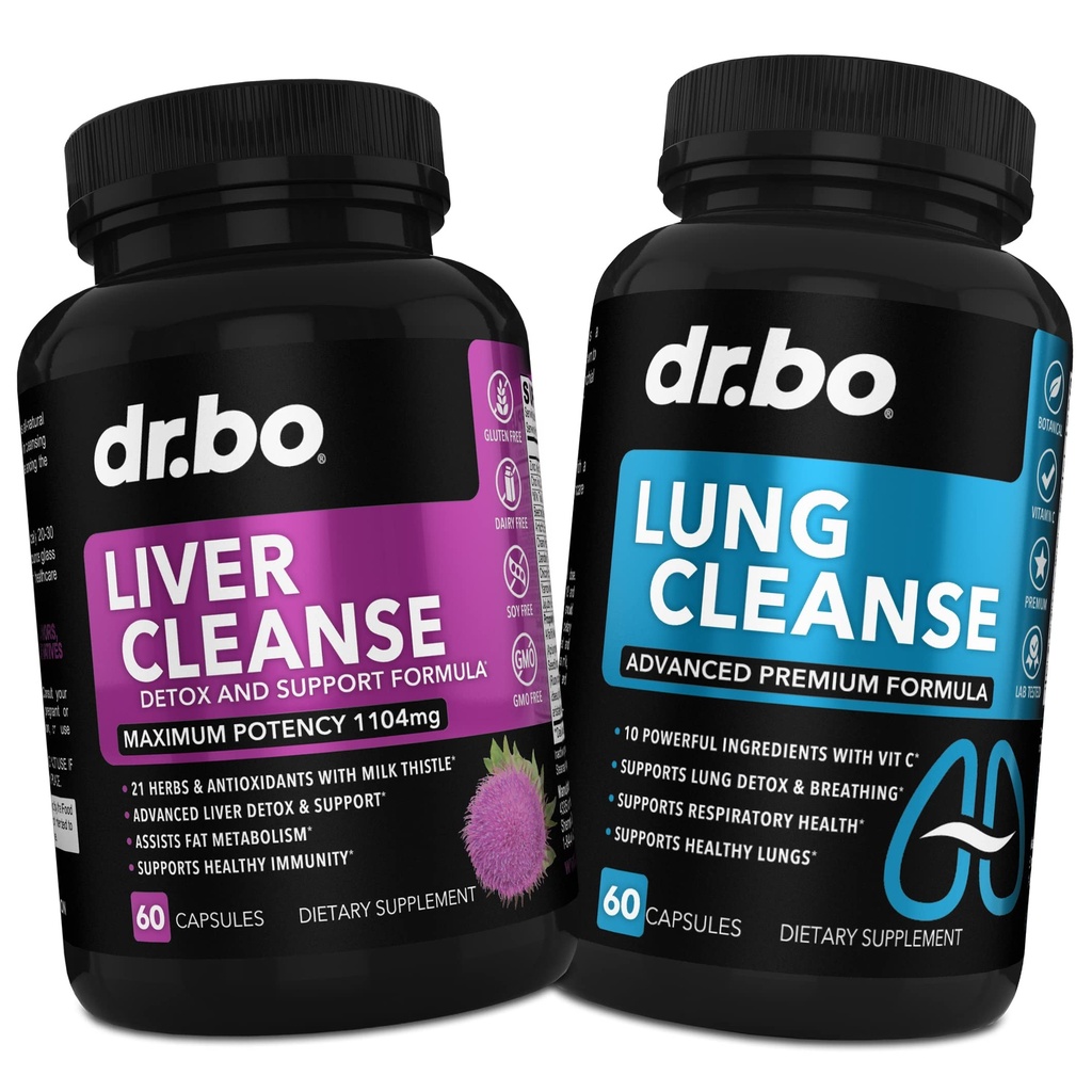 Dr. BO Liver Cleanse " Lung Support Pills - Fórmulas Herbal Cleanser para apoyar el hígado " Lung Health