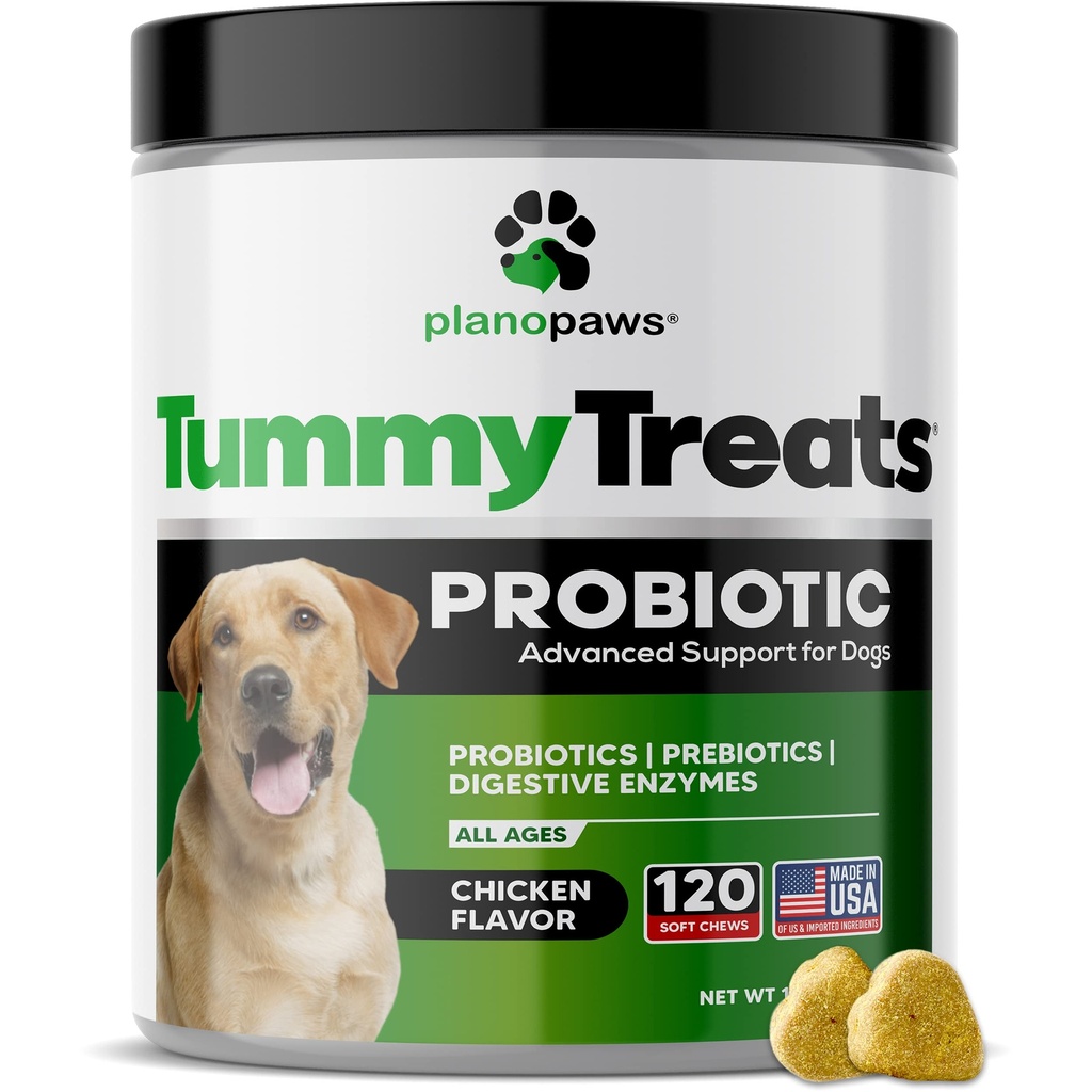 Probióticos para perros Salud Digestiva - Probióticos para perros y enzimas digestivas - Alivio de alergia para perros - Probiótico para perros Gut Health - Puppy Probiótico Tummy Treats - 120 Perro Probiótico