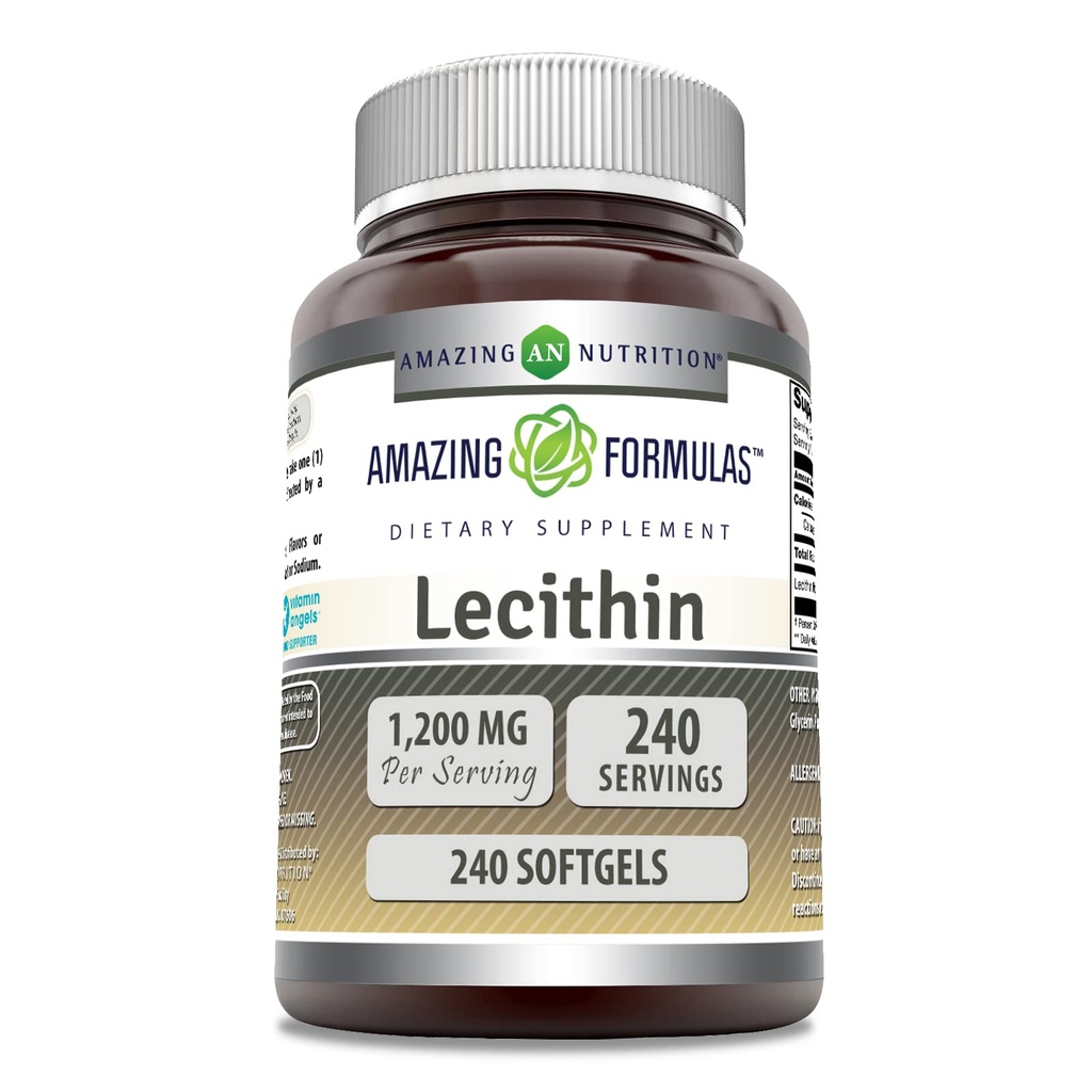 Fórmulas increíbles Lecithin 1200 Mg ← Softgels Suplemento No-GMO TENIDO Gluten-Free TEN Made in USA (1 Pack TEN 240 Count)