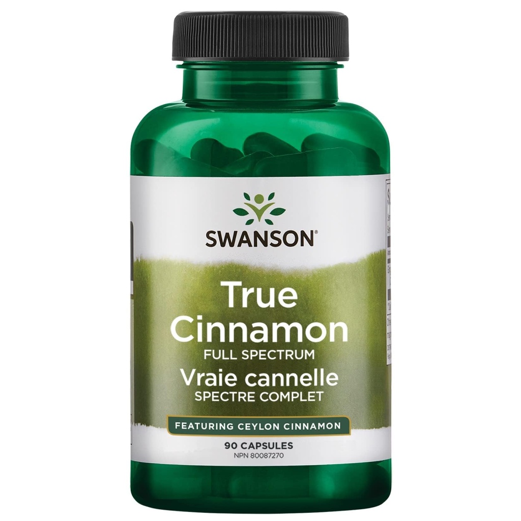 Swanson Full Spectrum True Cinnamon - Suplemento Herbal - (120 cápsulas, 300 mg cada uno)