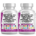 Clean Nutraceuticals Milk Thistle NAC Chanca Piedra Beet Root Artichoke Dandelion Root - Liver Cleanse Supplement Plus TUDCA Choline &amp; Ginger - 2Pack