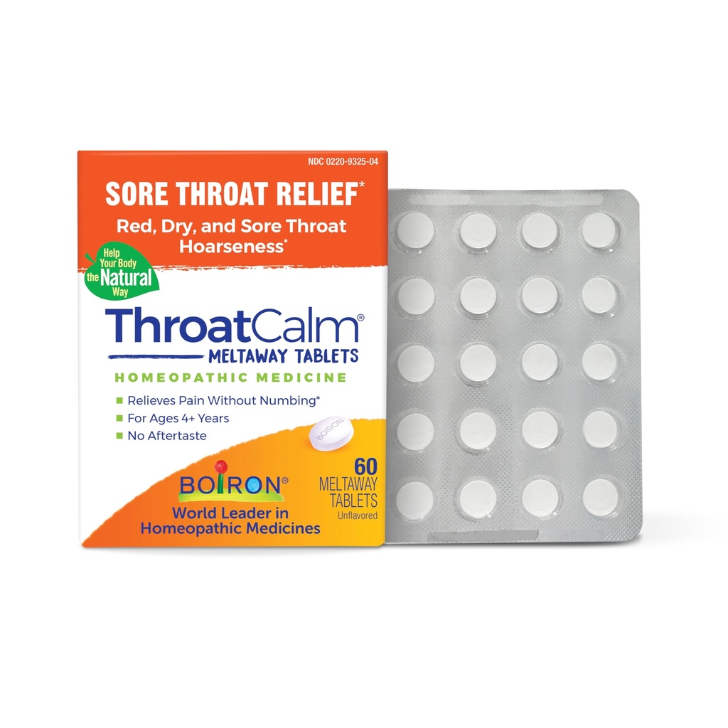 Boiron ThroatCalm Tablets for Pain Relief from Red, Dry, Scratchy, Sore Throats and Hoarseness - 60 Cuenta