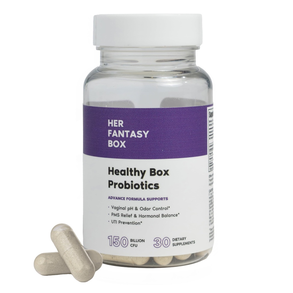 Her Fantasy Box | Healthy Box | Vaginal Probiotics for Women – Prebiotics + Advanced Lactobacillus Blend – Hormonal Balance, PMS Relief – Feminine Health Support with Cranberry & D-Mannose
