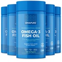 Suplementos de aceite de pescado con ácidos grasos Omega 3 (5 Botella, 120 Softgels) - Alta EPA, DHA, " Píldoras de aceite de pescado IFOS Apoyo Corazón " Salud Conjunta - Aceite de pescado Burples promueve función cerebral