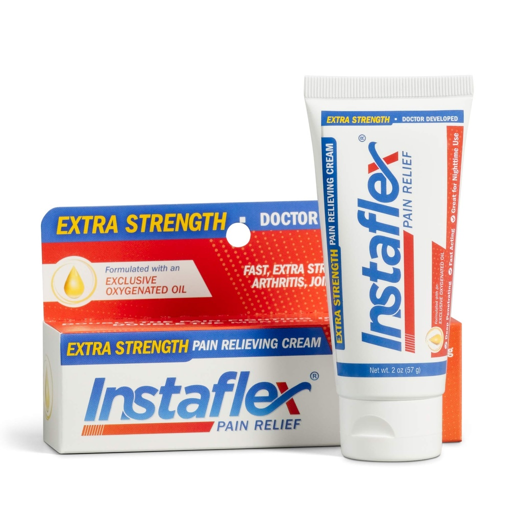 Instrucciones saludables Instaflex Extra Strength Crema Alivio de Dolor, con 2X Los Ingredientes de Dolor, Extiende tu músculo más difícil &amp; Dolor Conjunto (2 oz)