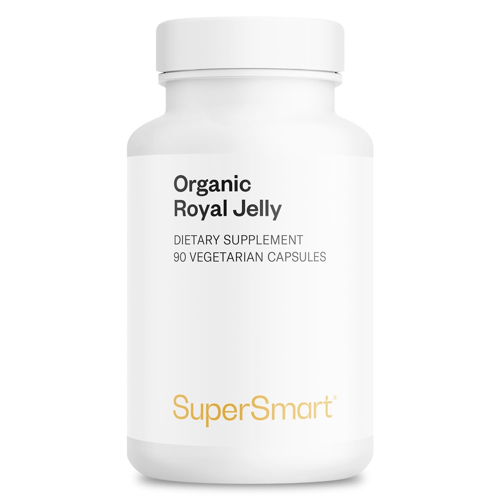 Supersmart - Orgánica Royal Jelly 300mg por día (High Strength 4% 10-HDA) - Freeze-Dried Fresh Royal Jelly Suplemento No-GMO &amp; Gluten Gratis - 90 cápsulas vegetarianas