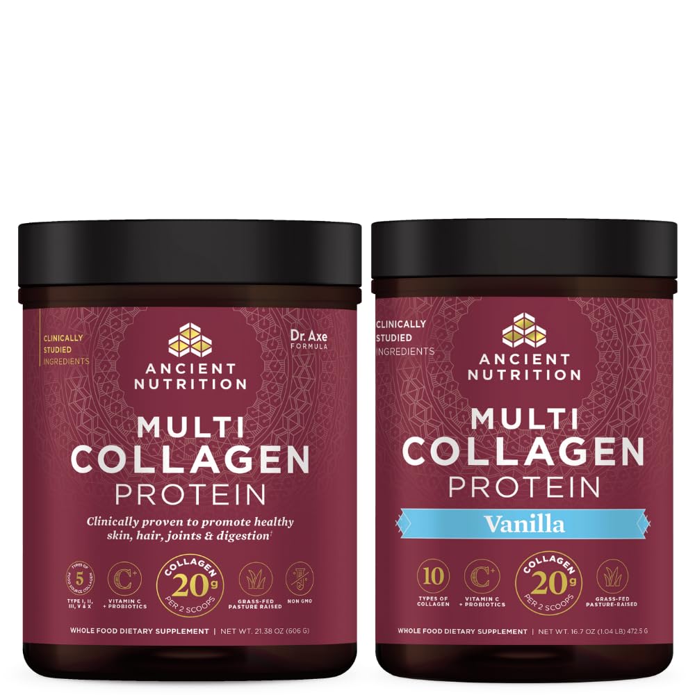 Antigua Nutrición Multi Collagen Proteína Polvo, Desarrollado, 60 Serviciones + Multi Collagen Protein Polvo, Vainilla, 45 Servimientos