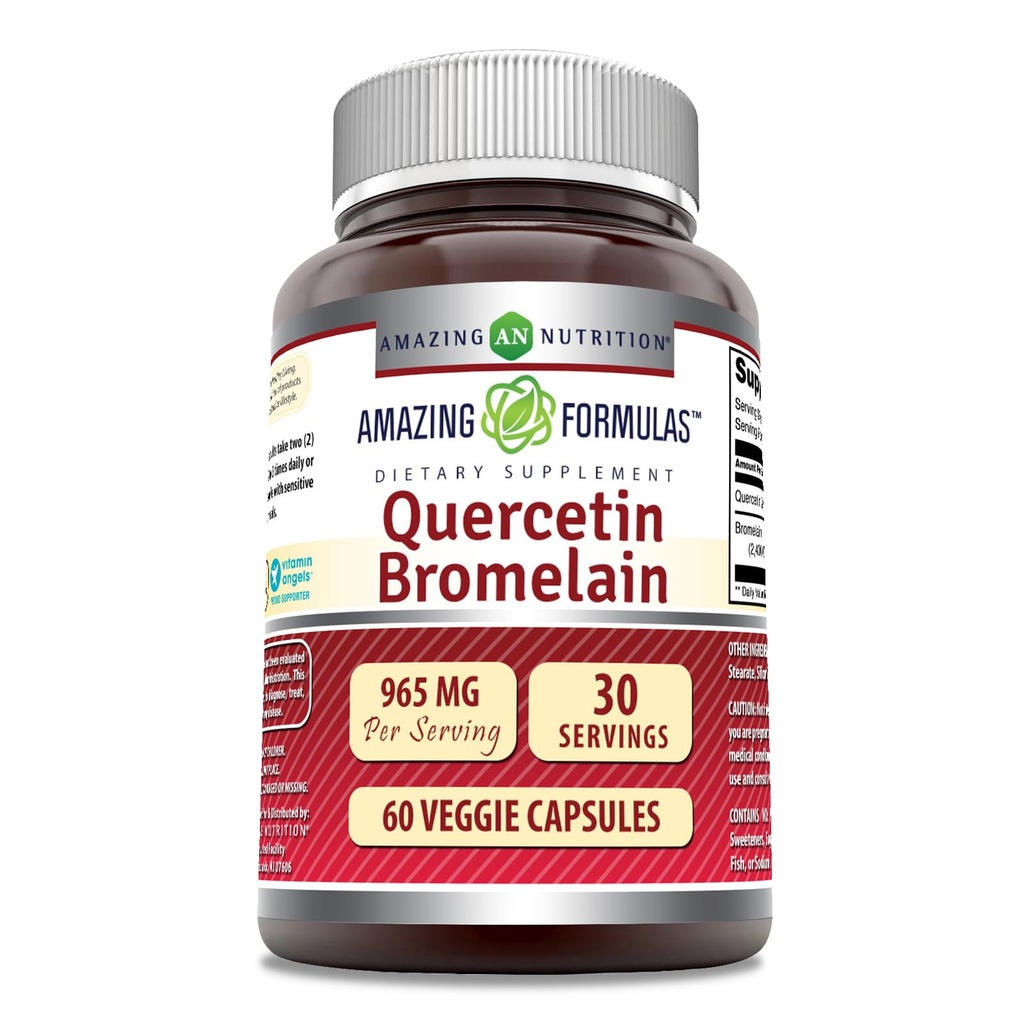 Increíble Nutrición Quercetina 800 Mg con Bromelain 165 Mg Veggie Capsules Suplemento ← No-GMO Silencio Gluten Libre Silencio Hecho en EE.UU.