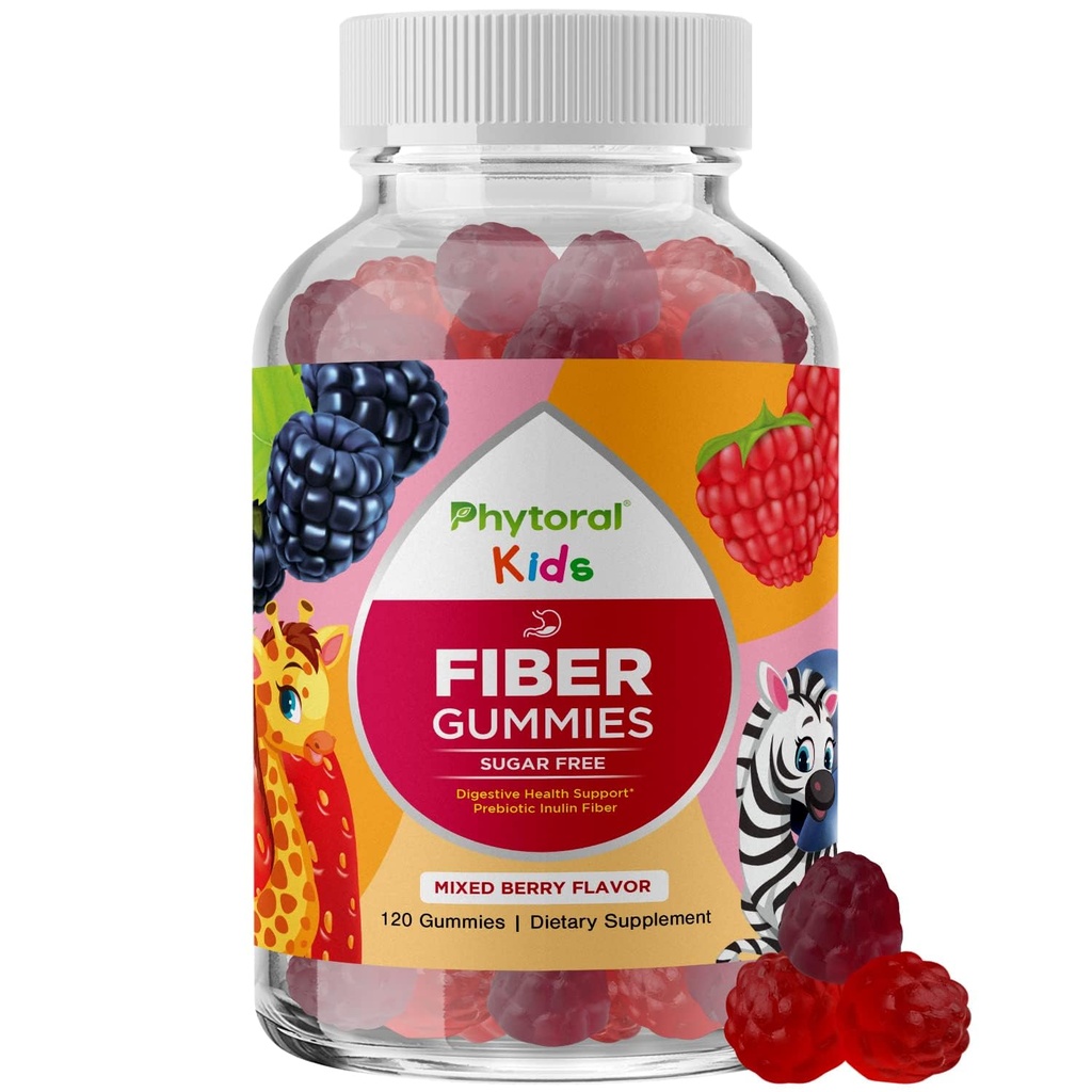 Altas Gummies de fibra prebiótica para niños - Suplementos de fibra dietética para la digestión y el estreñimiento - Chicory Root Kids Immune Gummies - Non-GMO & Vegan Digestive Suplementos nutricionales - 120 Conde