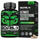 GORIL-X Testosterone Booster para Hombre - Workout Testosterone Suplemento - Aumentar Tamaño, Fuerza &amp; Energía - 1000mg Male Enhancing Horny Goat Weed - Maca Root, Tongkat Ali & Tribulus Terrestris 60 Caps